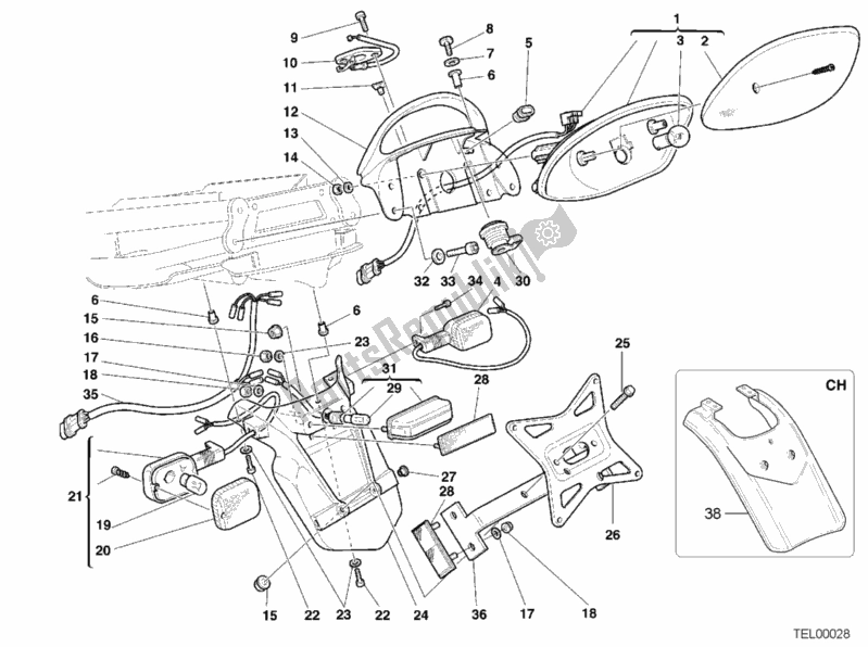 Wszystkie części do ? Wiat? A Tylne Ducati Supersport 750 SS 2000